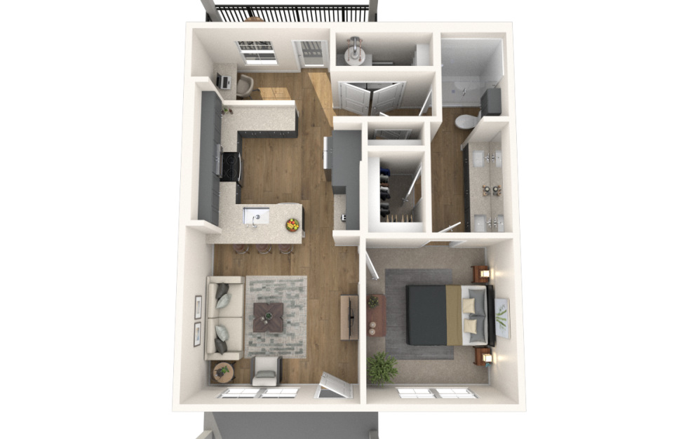 A2 - 1 bedroom floor plan layout with 1 bathroom and 726 square feet