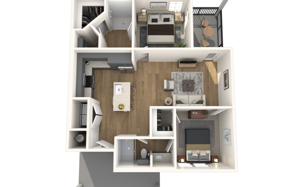 B2 - 2 bedroom floor plan layout with 2 bathrooms and 1022 square feet B2 - 2 bedroom floor plan layout with 2 bathrooms and 1022 square feet