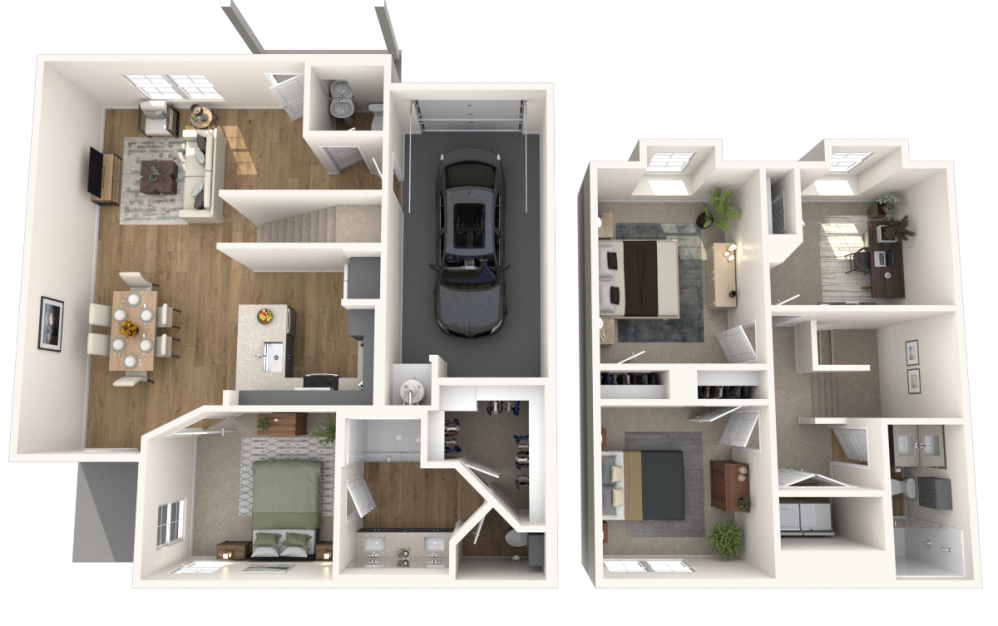 C1 - 3 bedroom floor plan layout with 2.5 bathrooms and 1618 square feet