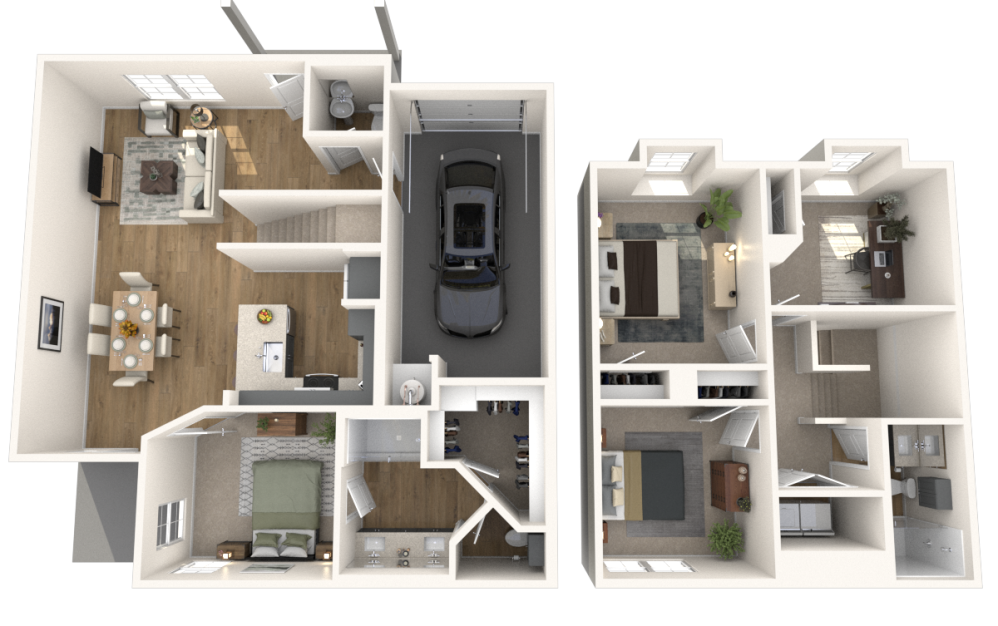 C1 - 3 bedroom floor plan layout with 2.5 bathrooms and 1618 square feet C1 - 3 bedroom floor plan layout with 2.5 bathrooms and 1618 square feet