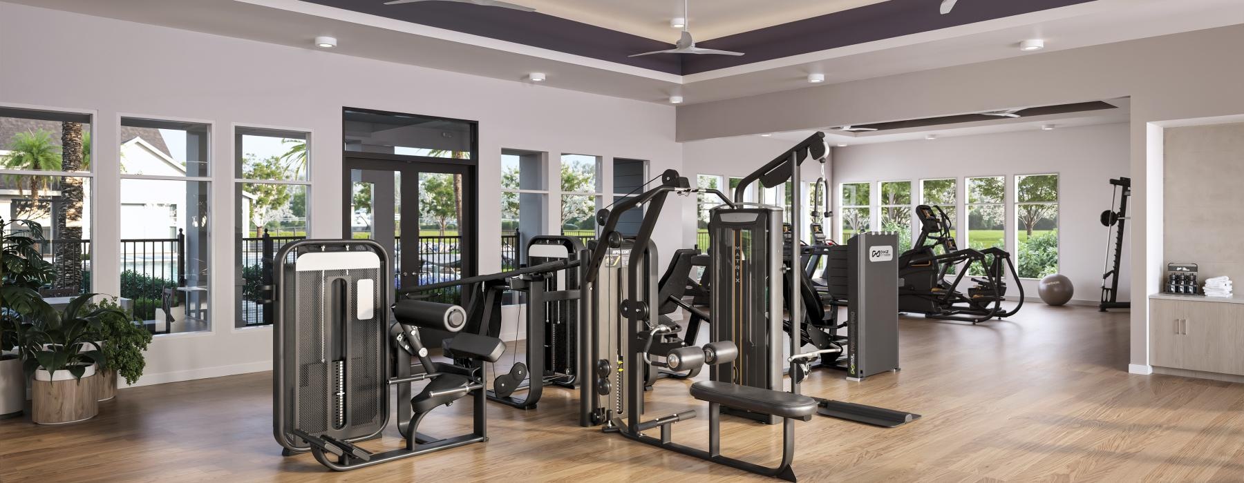 a gym with exercise equipment